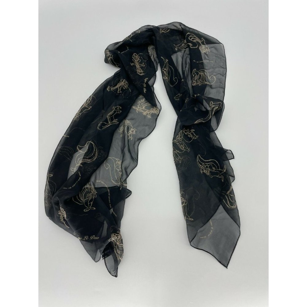 Pepe Le Pew Rare Warner Brothers Black Rectangle Scarf Women's 65" x 18" Rare